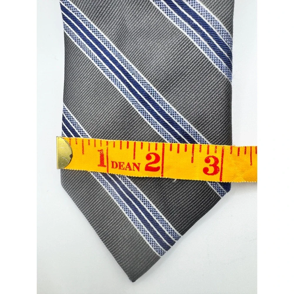 Tommy Hilfiger Striped Necktie Gray Blue Silk‎ Blend Business Casual